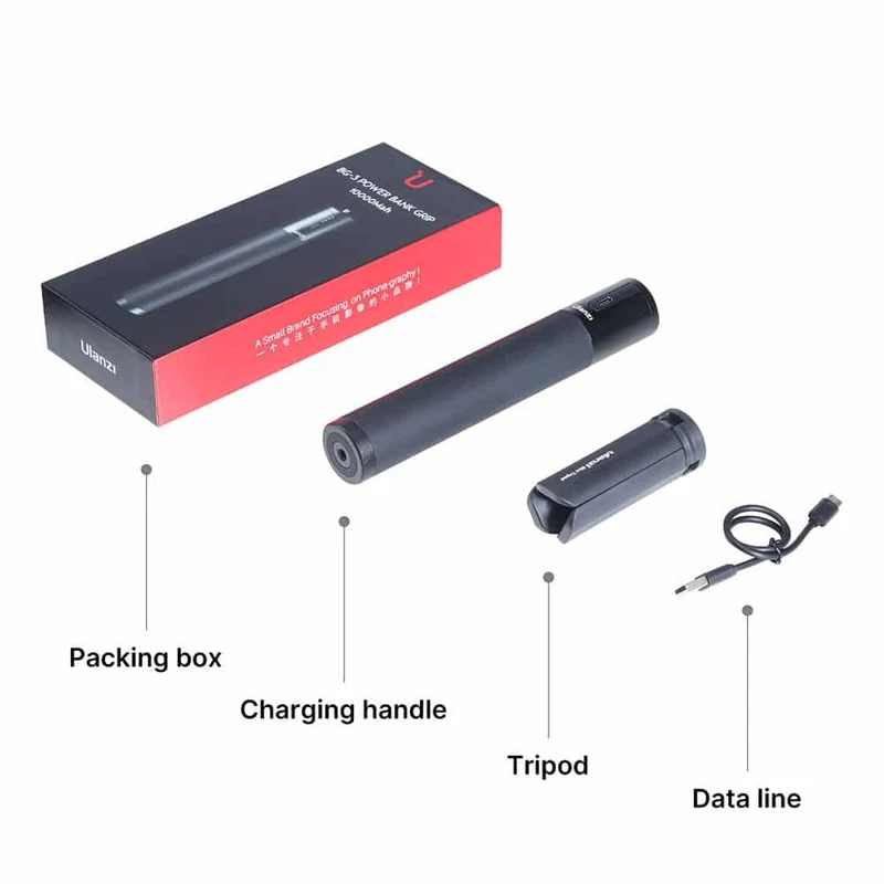 Ulanzi BG-3 Stativ-Powerbank 10.000mAh + Kamera Express Universal-Smartphonehalterung, Schwarz