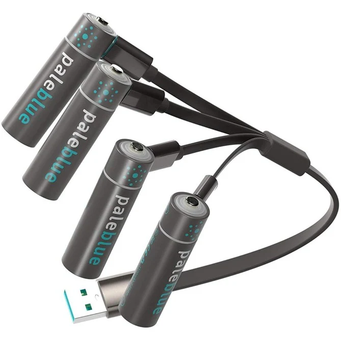 Pale Blue 4x AA Lithium Ion aufladbarer Akku