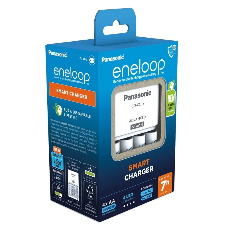 Panasonic Eneloop Ladegerät CC17 + 4x AA 2000mAh