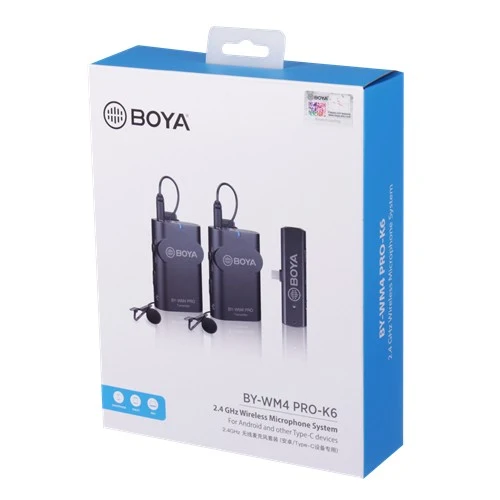 Boya Eigenschaften des drahtlosen 2,4-GHz-Duo-Lavalier-Mikrofons BY-WM4 Pro-K6 für Android