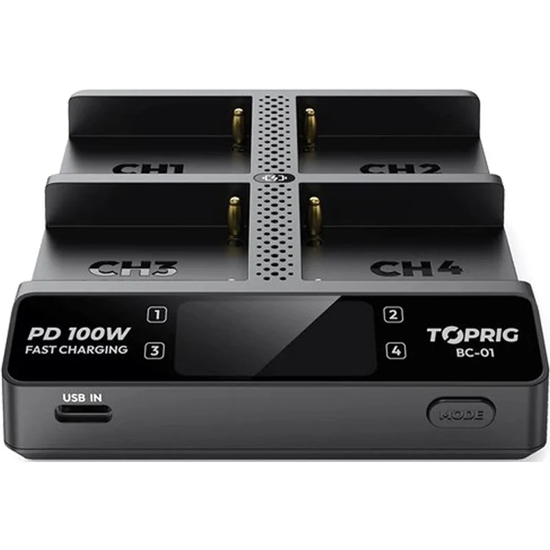 Accsoon TopRig 100W 4-Bay NP-F Schnellladegerät + EU GaN Ladegerät