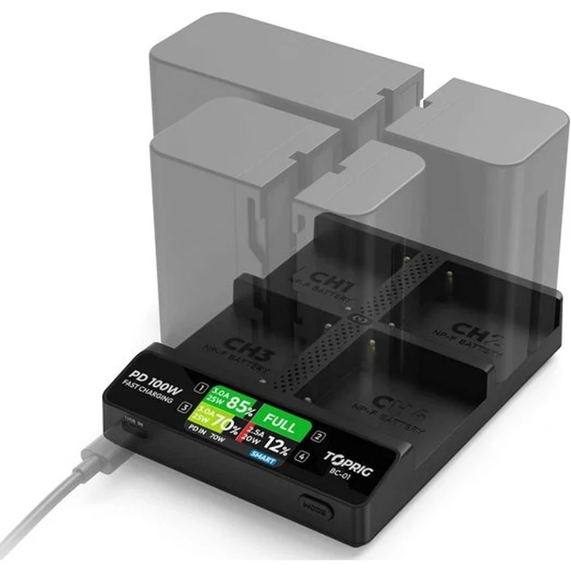 Accsoon TopRig 100W 4-Bay NP-F Schnellladegerät