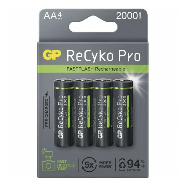 GP AA Batterie Wiederaufladbar GP NiMH 2000 mAh ReCyko Pro Photoflash 1,2V 4 Stück