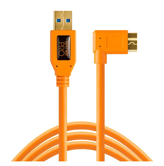 Tether Tools TetherPro USB 3.0 A Stecker auf Micro B rechts gewinkelt 4,6 m Orange