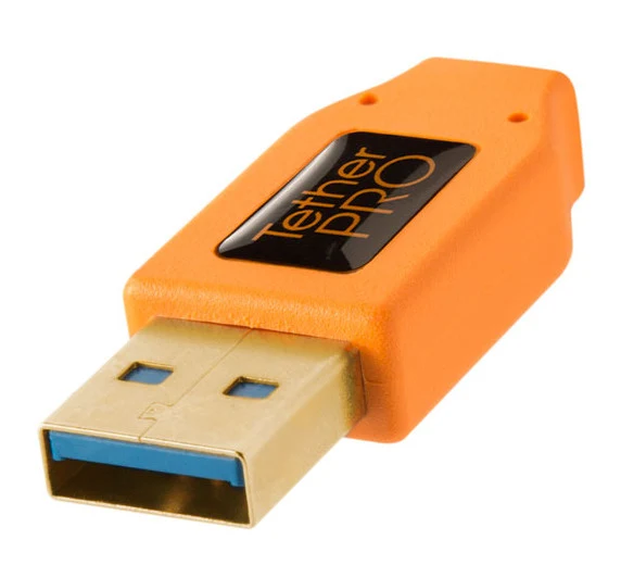 Tether Tools TetherPro USB 3.0 A Stecker auf Micro B rechts gewinkelt 4,6 m Orange