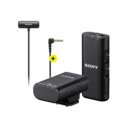 Schuhkompatibles drahtloses Mikrofon mit mehreren Schnittstellen von Sony mit kompaktem Stereo-Lavalier-Mikrofon-Kit