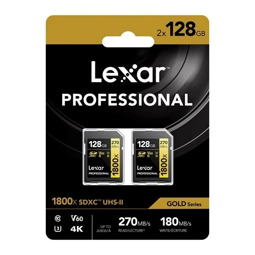 Lexar Professional SDXC 128GB BL 1800x UHS-II V60 gold 2er-Pack