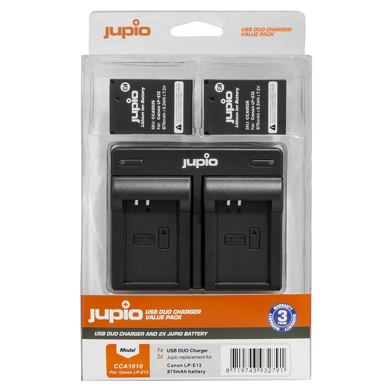 Jupio Value Pack: 2x Akku LP-E12 + USB Dual Charger