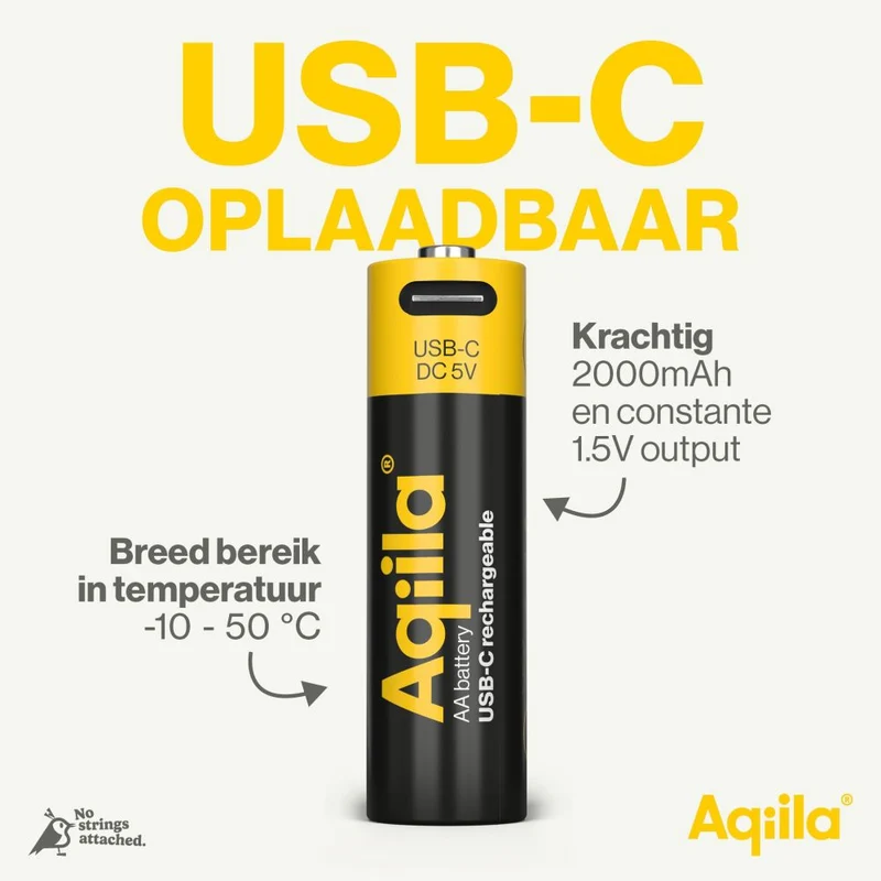 Aqiila AA USB-C Akku 1,5 V 2000 mAh Li-Ion (4x)