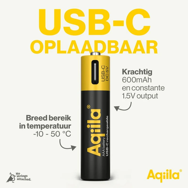 Aqiila AAA USB-C Akku 1,5 V 600 mAh Li-Ion (4x)