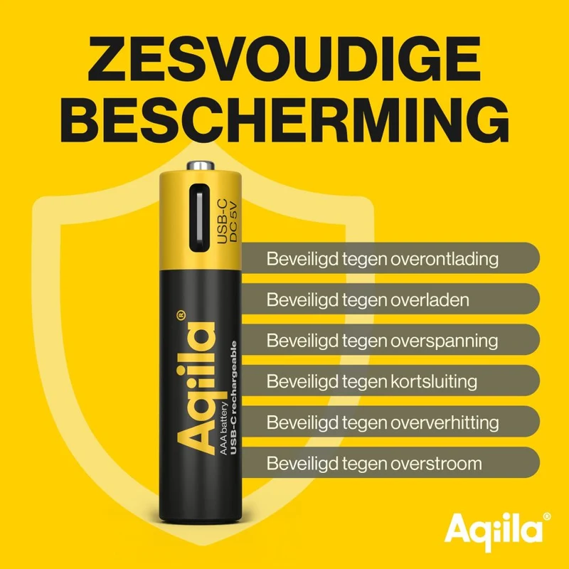 Aqiila AAA USB-C Akku 1,5 V 600 mAh Li-Ion (4x)